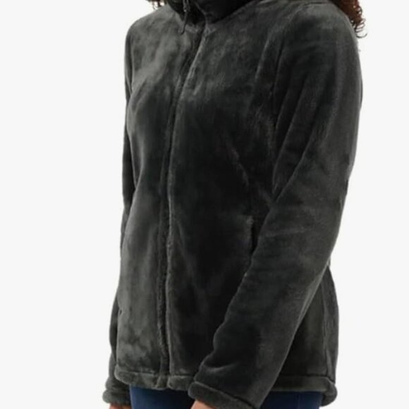 32 Degrees Plush Faux Fur Jacket, Full Zip, Soft & Cozy, XS, Dark Green - Picture 2 of 4